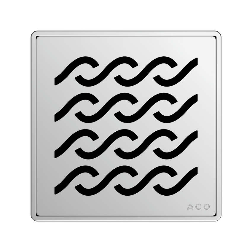 Aco EasyFlow<sup>®</sup> Design Hawaii 140x140 Chrome četvrtasta pokrivna perforirana rešetka za podni slivnik od nerđajućeg čelika debljine 5,5mm 5141.20.29