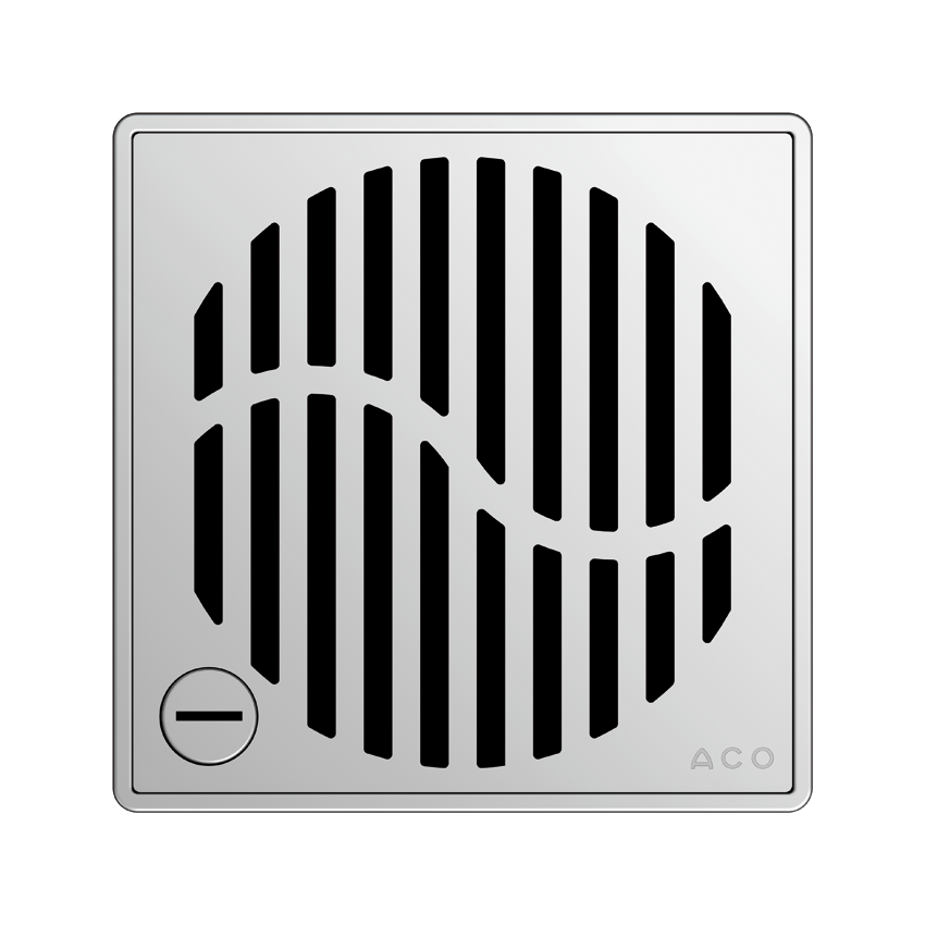 Aco EasyFlow<sup>®</sup> Design Wave 140x140 Chrome četvrtasta pokrivna perforirana rešetka za podni slivnik od nerđajućeg čelika debljine 5,5mm sa bravom za zaključavanje 5141.21.28