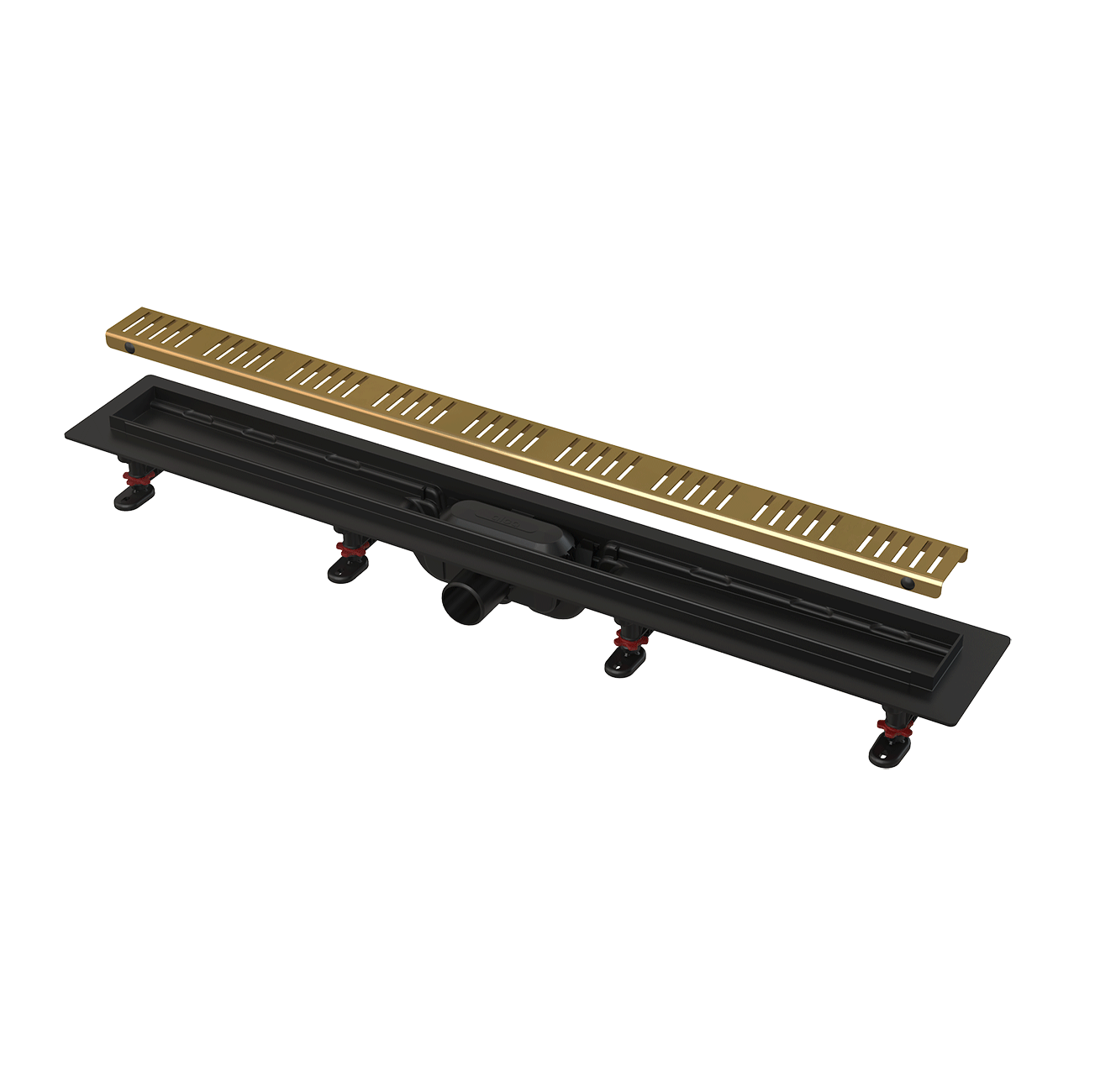 Alca Drain APZ10-850 Brass telo kanala sa visinom ugradnje 75-110mm i Simple pokrivnom perforiranom rešetkom od nerđajućeg čelika dužine 85cm