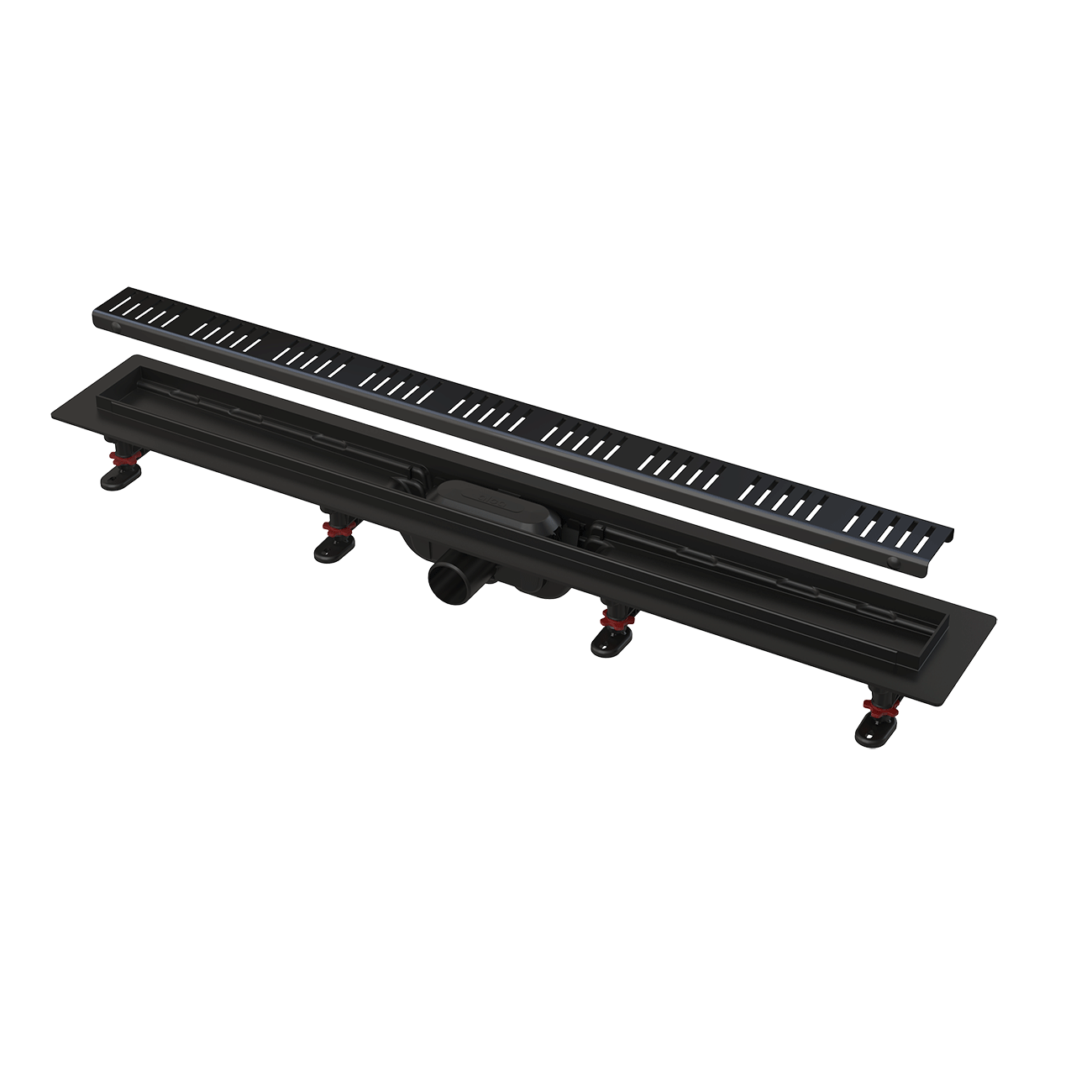 Alca Drain APZ10-950 Black telo kanala sa visinom ugradnje 75-110mm i Simple pokrivnom perforiranom rešetkom od nerđajućeg čelika dužine 95cm