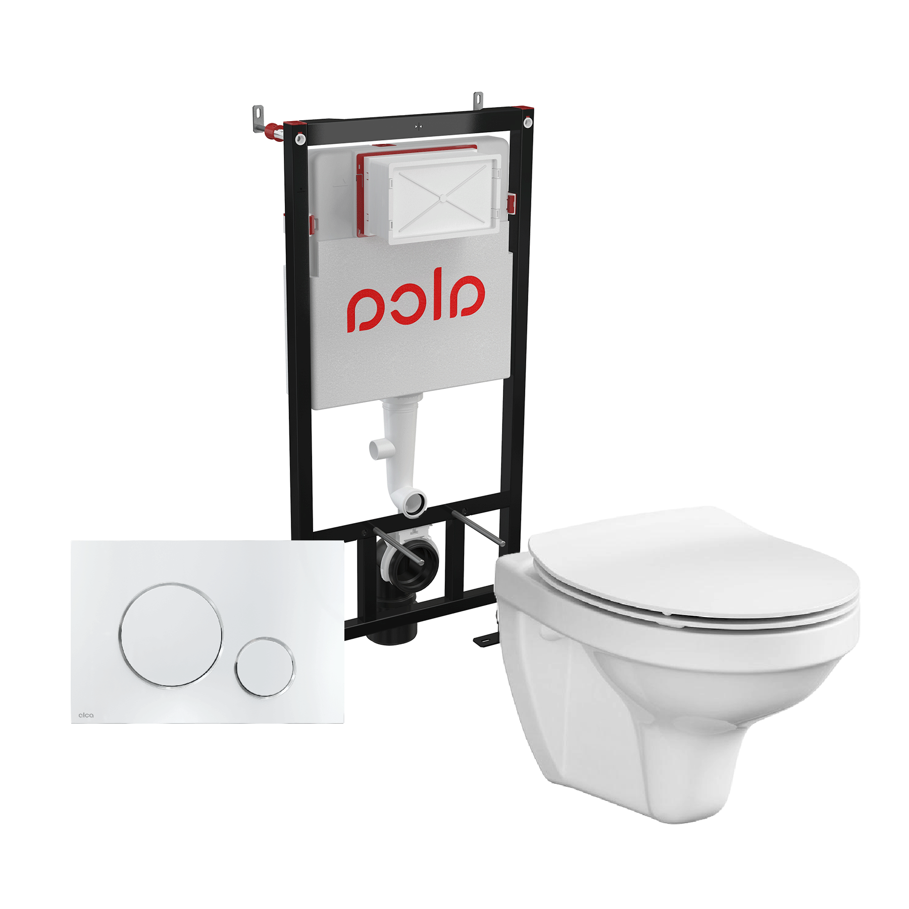 Alca Drain, Cersanit i Haro 5 u 1 set od ugradnog vodokotlića sa sjajnim Chrome tasterom i konzolne WC šolje sa pratećom opremom