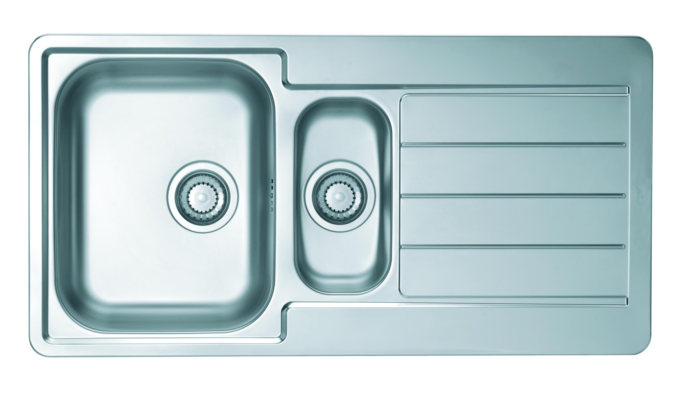 Alveus Line 10 NAT sudopera ugradna četvrtasta prohromska 98x50x16 sa dve posude, prelivom, odlivnim ventilom sifona i sifonom 1064281