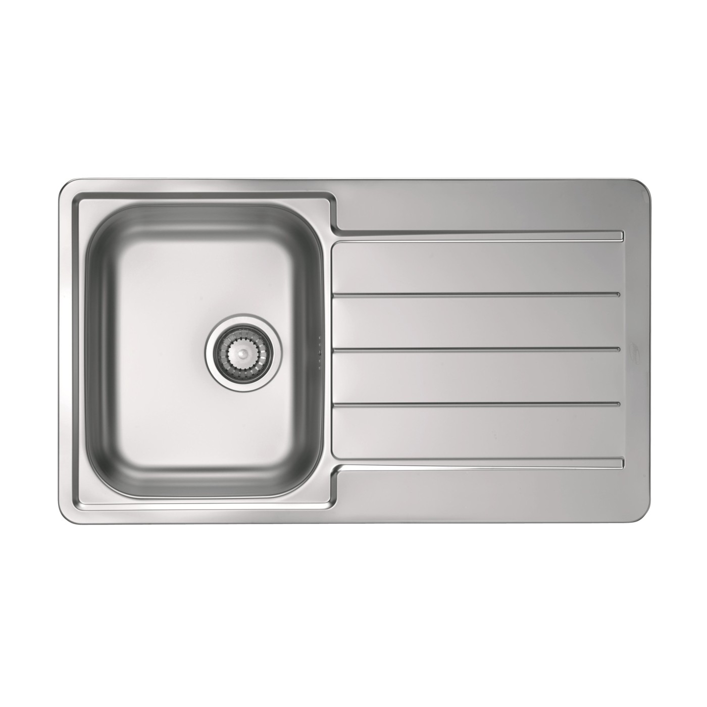 Alveus Line 20 NAT sudopera ugradna četvrtasta prohromska 86x50x16 sa ocednom površinom, prelivom, odlivnim ventilom sifona i sifonom 1065560