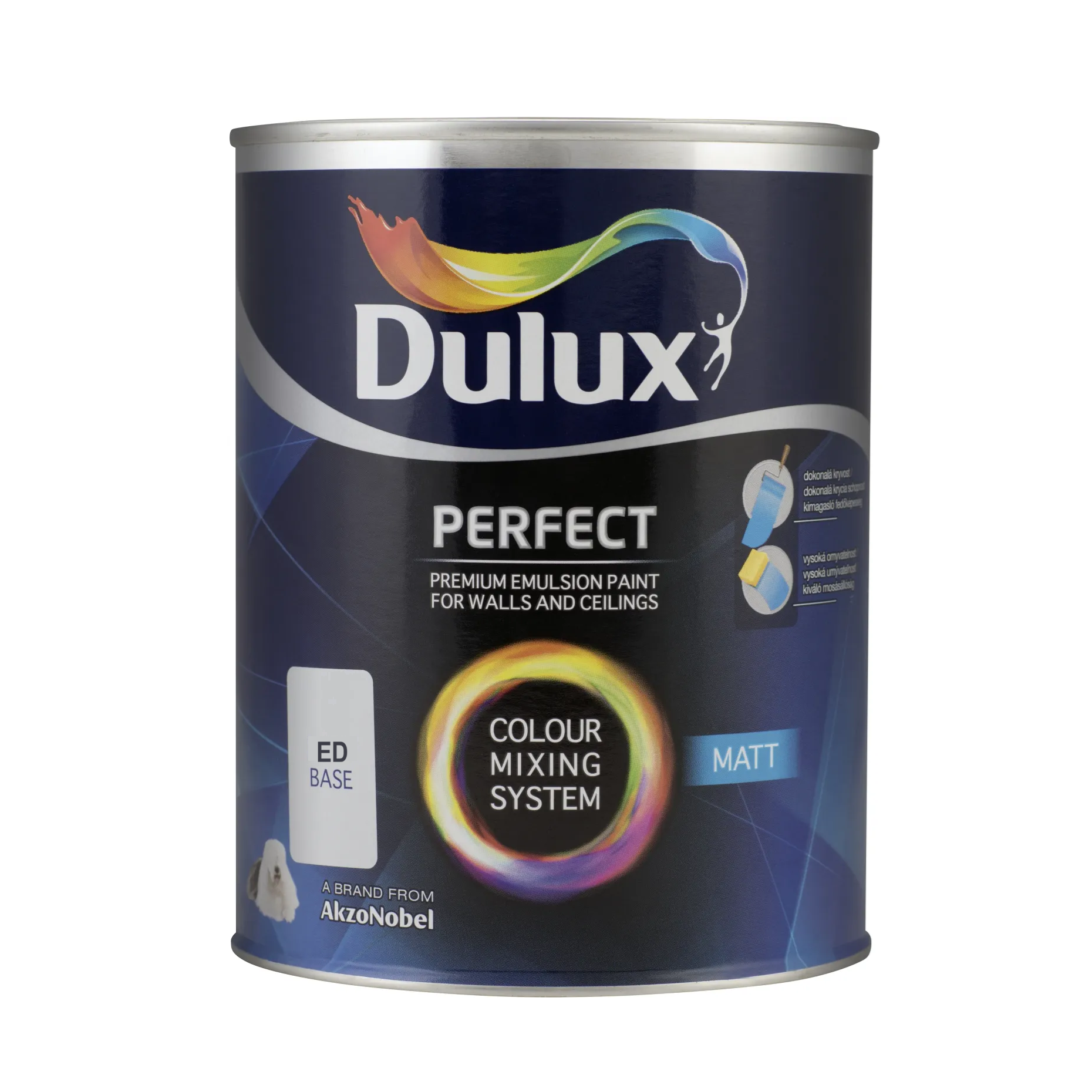 Dulux Perfect ED-BASE Matt 1L visokokvalitetna lateks emulziona visokoperiva paropropusna boja za unutrašnje zidove za toniranje (0,06L/m2)
