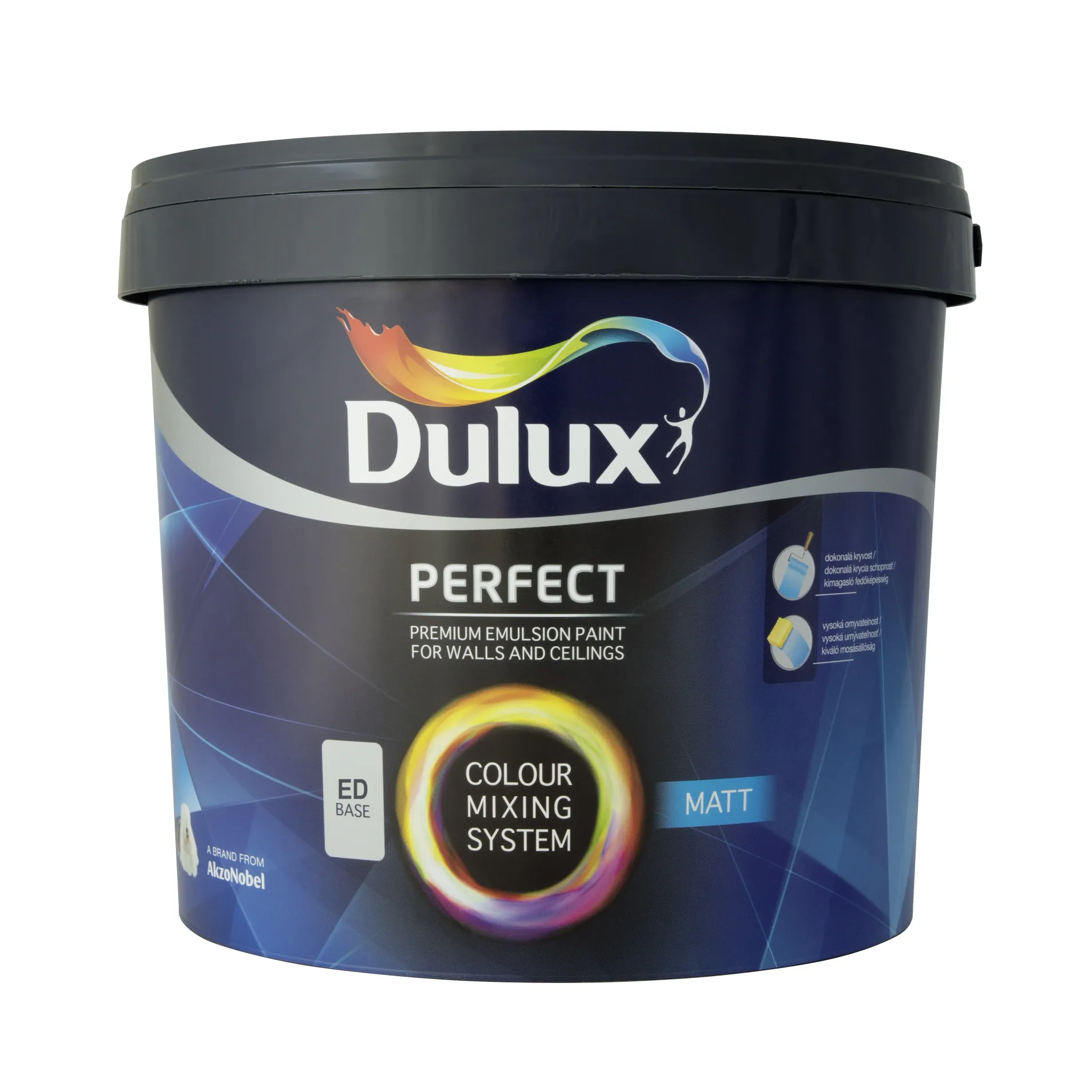 Dulux Perfect ED-BASE Matt 2,5L visokokvalitetna lateks emulziona visokoperiva paropropusna boja za unutrašnje zidove za toniranje (0,06L/m2)