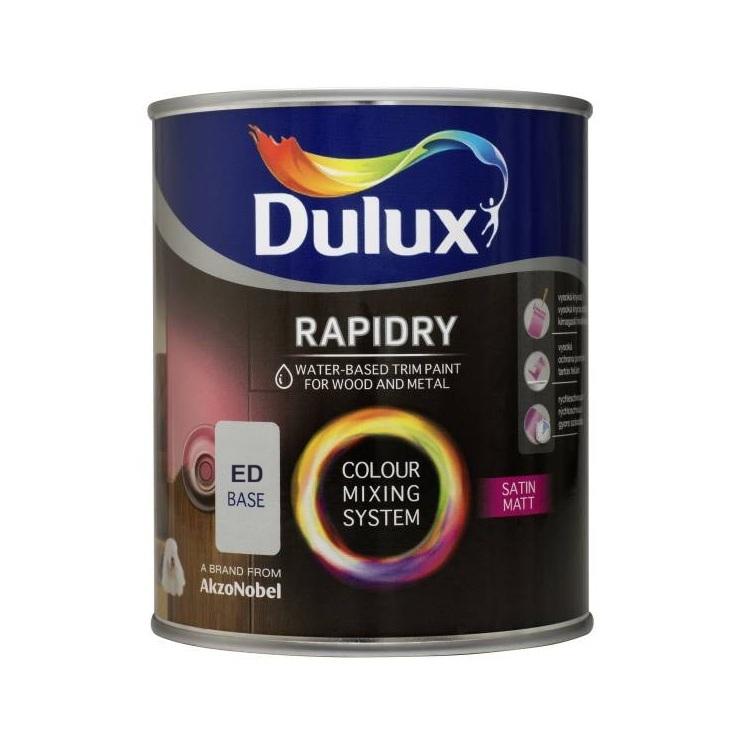 Dulux Rapidry ED-BASE Satin Matt 2,5L univerzalna brzosušeća visokokvalitetna emajl boja na bazi vode za drvo, metal i plastiku blagog mirisa za toniranje (0,07L/m2)