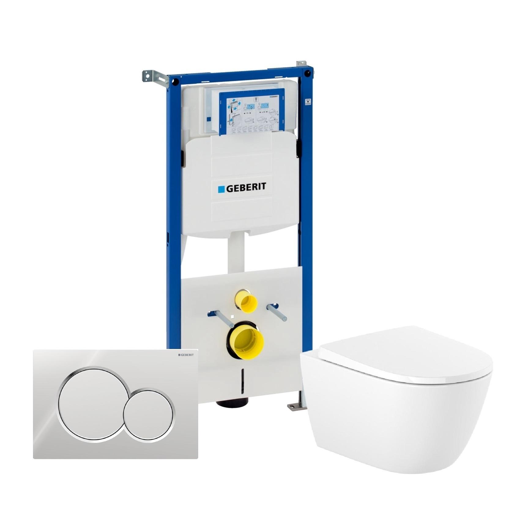 Geberit Sigma i Roca Ona 6 u 1 set od ugradnog vodokotlića sa Matt Chrome tasterom i konzolne WC šolje sa pratećom opremom