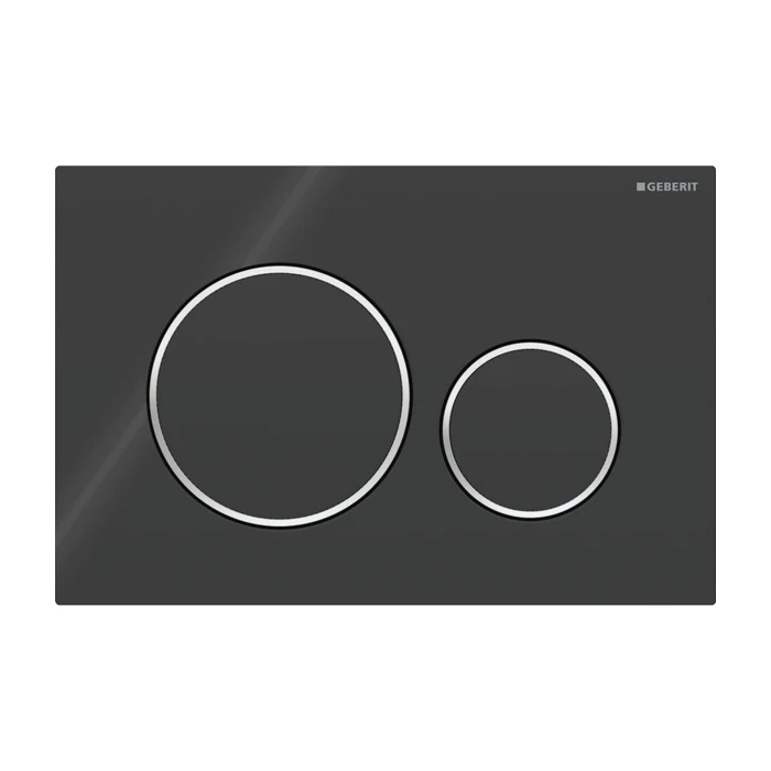 Geberit Sigma20 Black / Gloss Chrome taster za ugradne vodokotliće dvokoličinski okrugli 115.882.KM.1