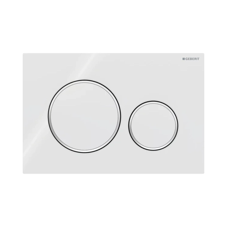 Geberit Sigma20 White / Gloss Chrome taster za ugradne vodokotliće dvokoličinski okrugli 115.882.KJ.1