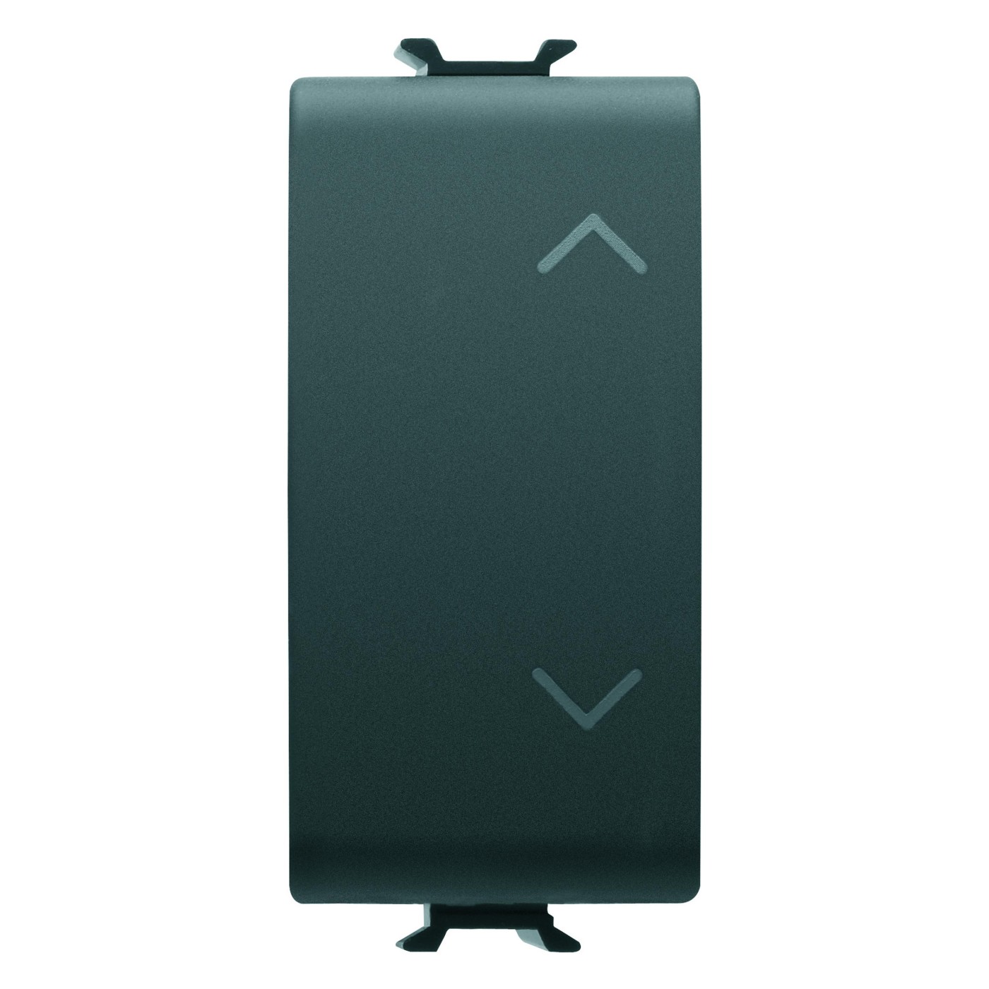Gewiss Chorusmart 1M 1P Black Satin taster za dva položaja NO+NO 10A 250V sa međusobnim blokiranjem i simbolom dole-gore GW12140
