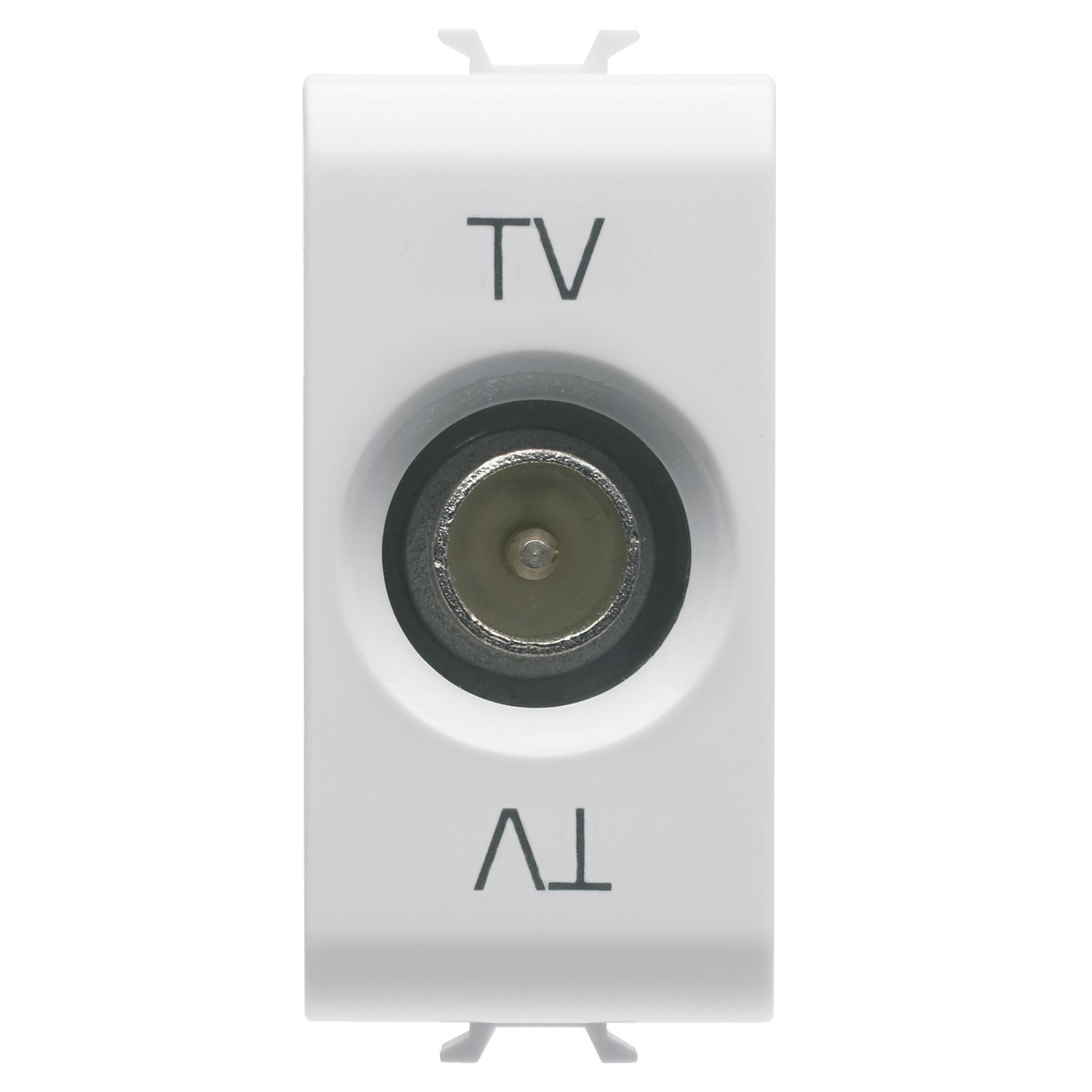 Gewiss Chorusmart 1M White Glossy TV utičnica (priključnica) koaksijalna sa muškim konketorom Ø9,5mm direktna sa prolazom struje GW10361