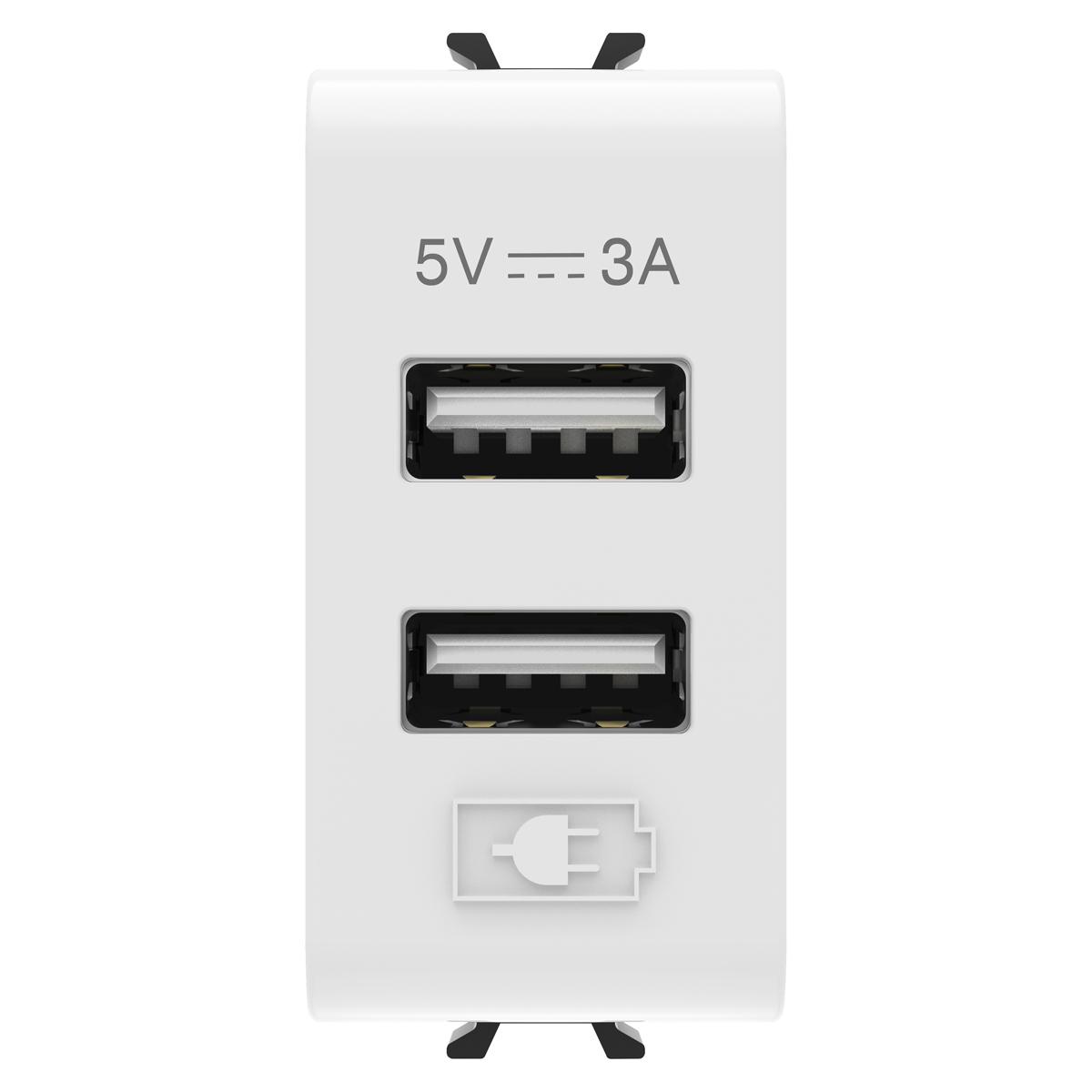 Gewiss Chorusmart 1M White Glossy USB A+A (priključnica) utičnica 5V 3A dvostruka GW10447