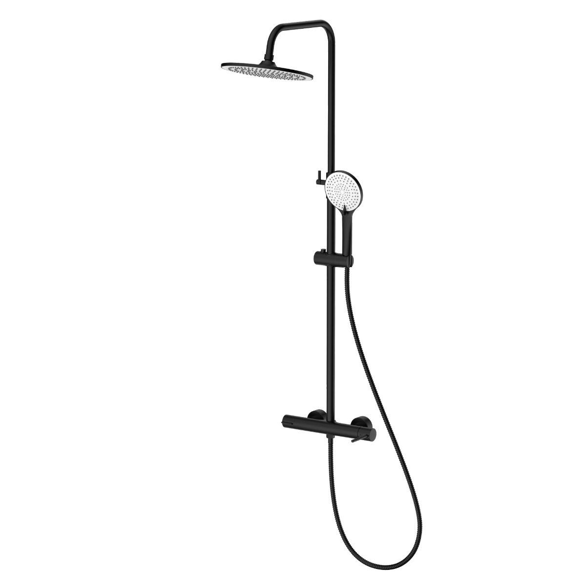 Giusta Ultima 250 Black Matte kompletni tuš sistem usponski sa baterijom, okruglim nadglavnim tušem i ručnim tuš setom sa kliznim držačem 71401BM0