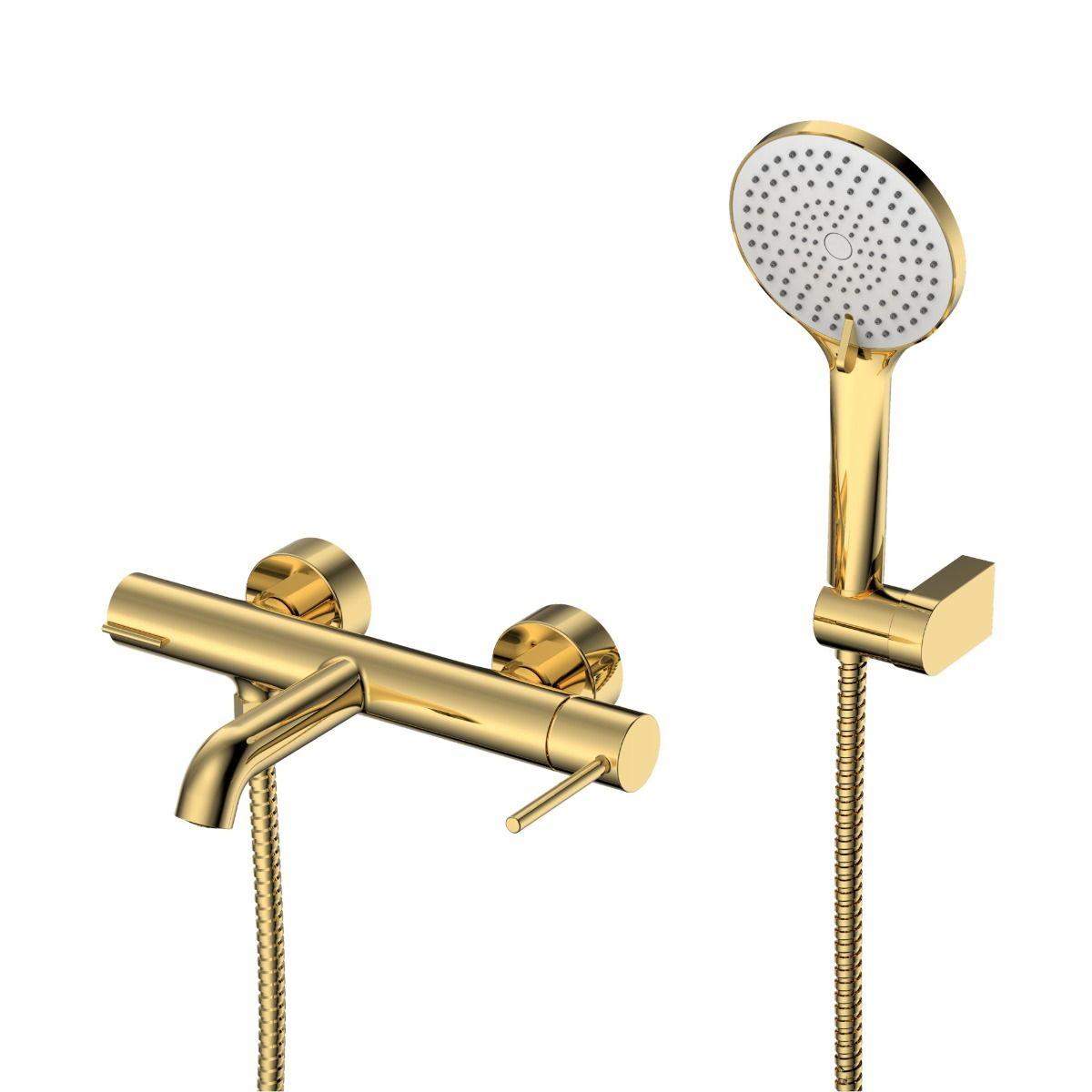 Giusta Ultima Gold Polished baterija (slavina) za ručni tuš sa izlivom i ručnim tuš setom sa fiksnim držačem 71201GP0