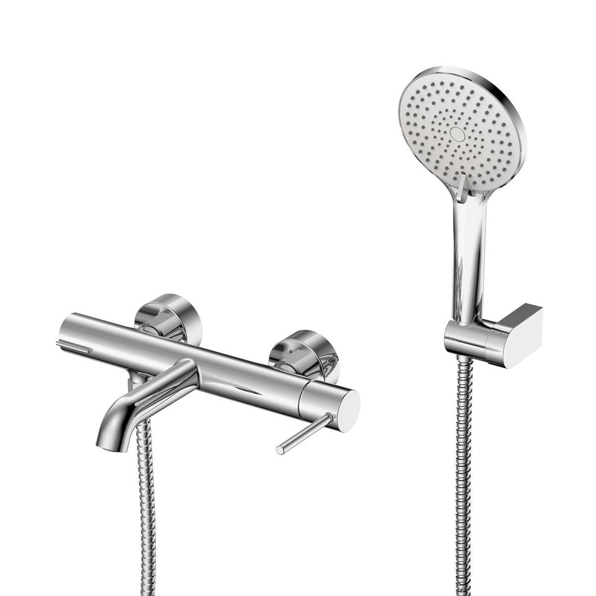 Giusta Ultima Chrome baterija (slavina) za ručni tuš sa izlivom i ručnim tuš setom sa fiksnim držačem 71201000