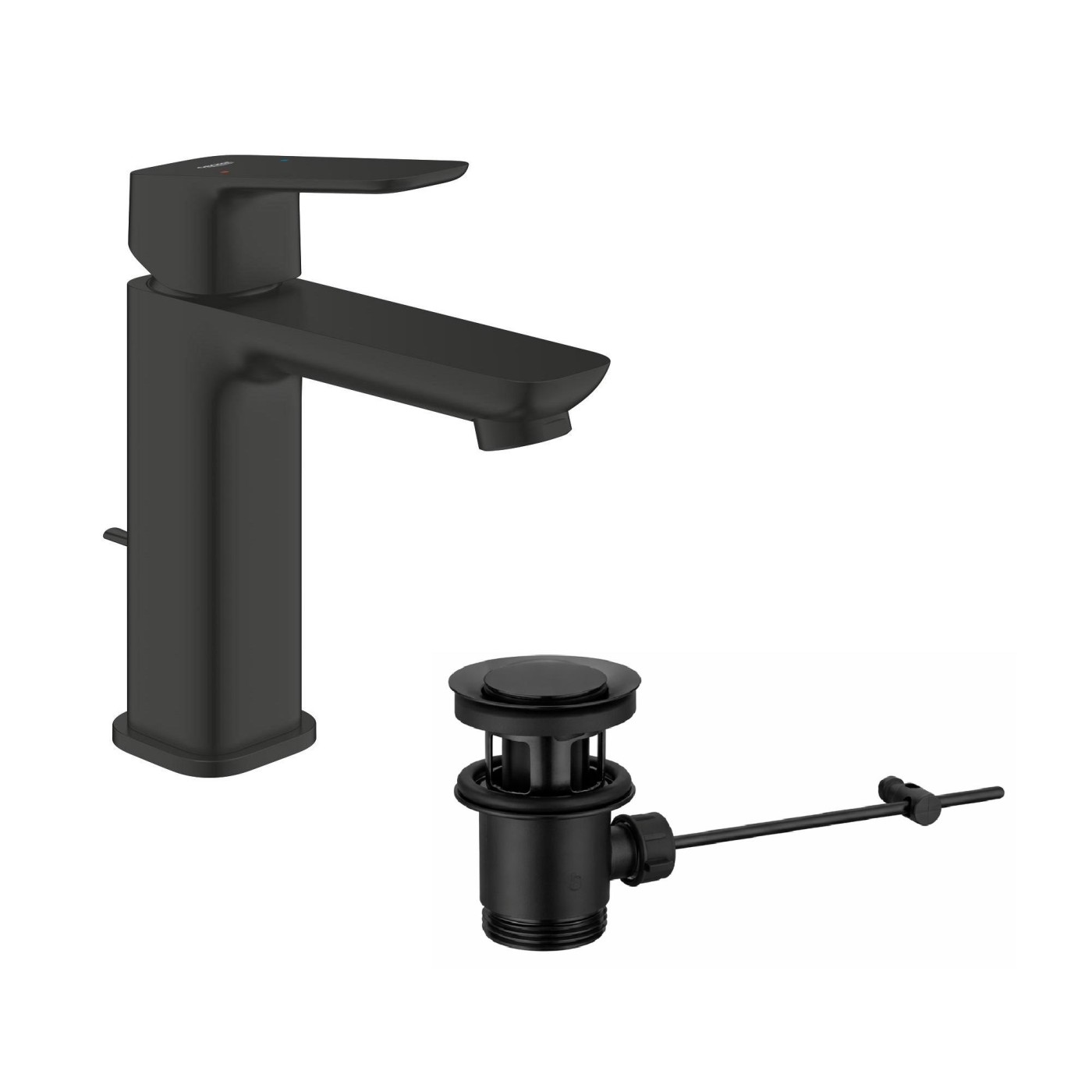 Grohe Cubeo 105 Matt Black baterija (slavina) za umivaonik sa odlivnim ventilom sifona pop-up 1017492430