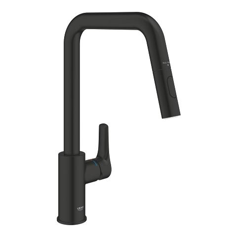 Grohe Eurosmart Black Matt baterija (slavina) za sudoperu sa izvlačećim tušem i 2 vrste mlaza 205mm 306192430