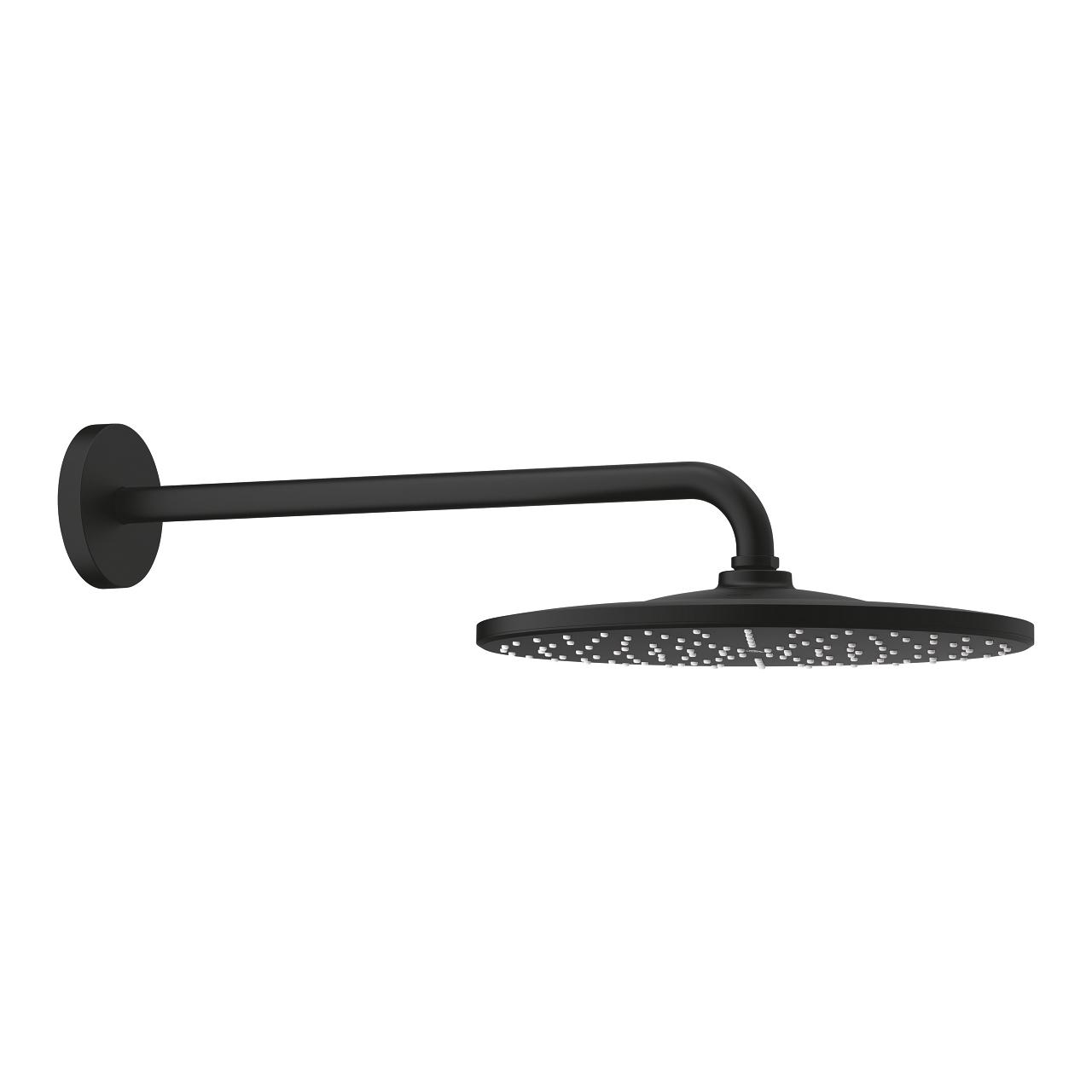 Grohe Rainshower Mono 310 Phantom Black nadglavni tuš okrugli sa 1 mlazom i držačem nadglavnog tuša zidnim od 422mm 22121KF0