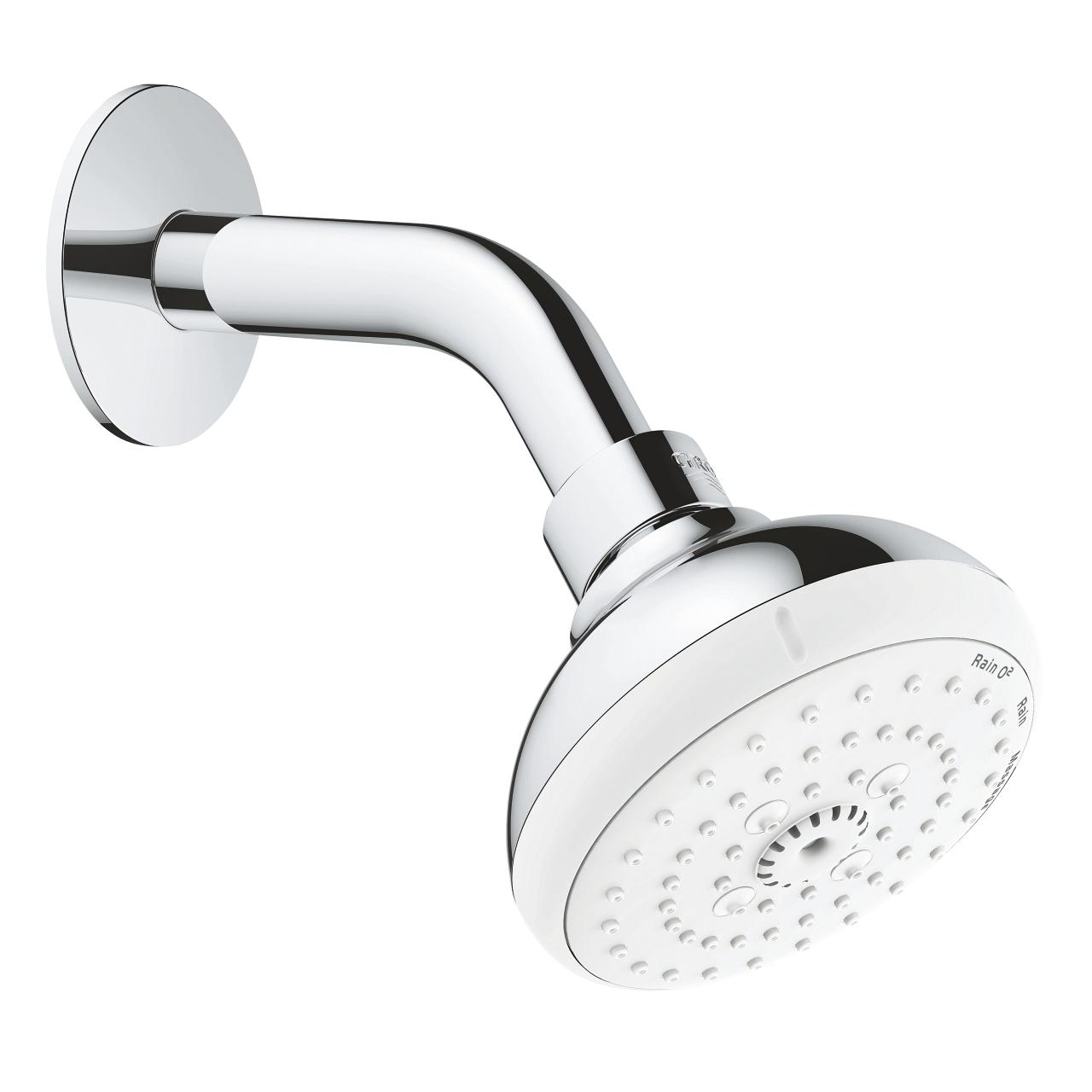 Grohe Tempesta 100 Chrome nadglavni tuš okrugli sa 3 mlaza i držačem nadglavnog tuša zidnim od 178mm 26088001