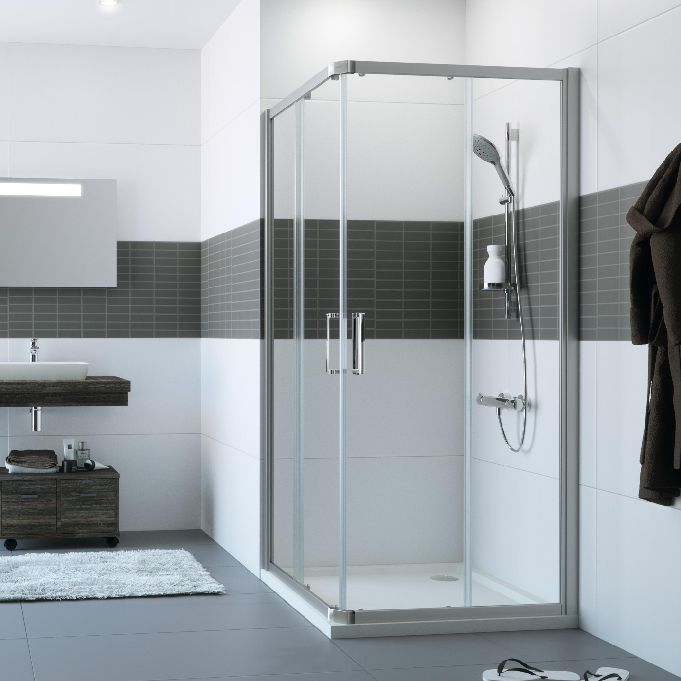 Hüppe Classics2 90x90 MattSilver/Silver tuš kabina četvrtasta visine 1900mm sa kaljenim providnim Anti-Plaque staklom debljine 6/4mm C20103.087.322