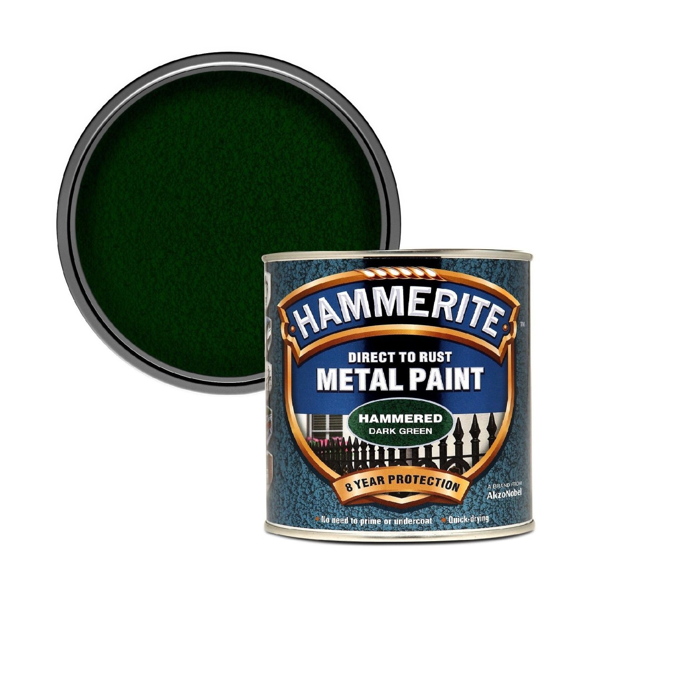 Hammerite Hammered Dark Green Effect 0,75L mat strukturirana 3 u 1 emajl boja za metal za spolja i unutra na modifikovanoj uljanoj bazi za brzo sušenje (0,08-0,20L/m2/sloj)