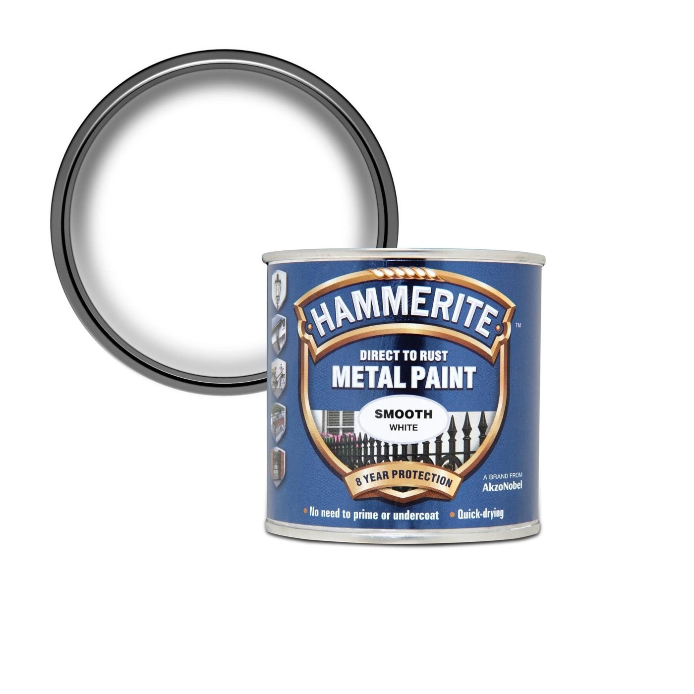 Hammerite Smooth White Glossy 0,75L sjajna 3 u 1 emajl boja za metal za spolja i unutra na modifikovanoj uljanoj bazi za brzo sušenje (0,08-0,20L/m2/sloj)