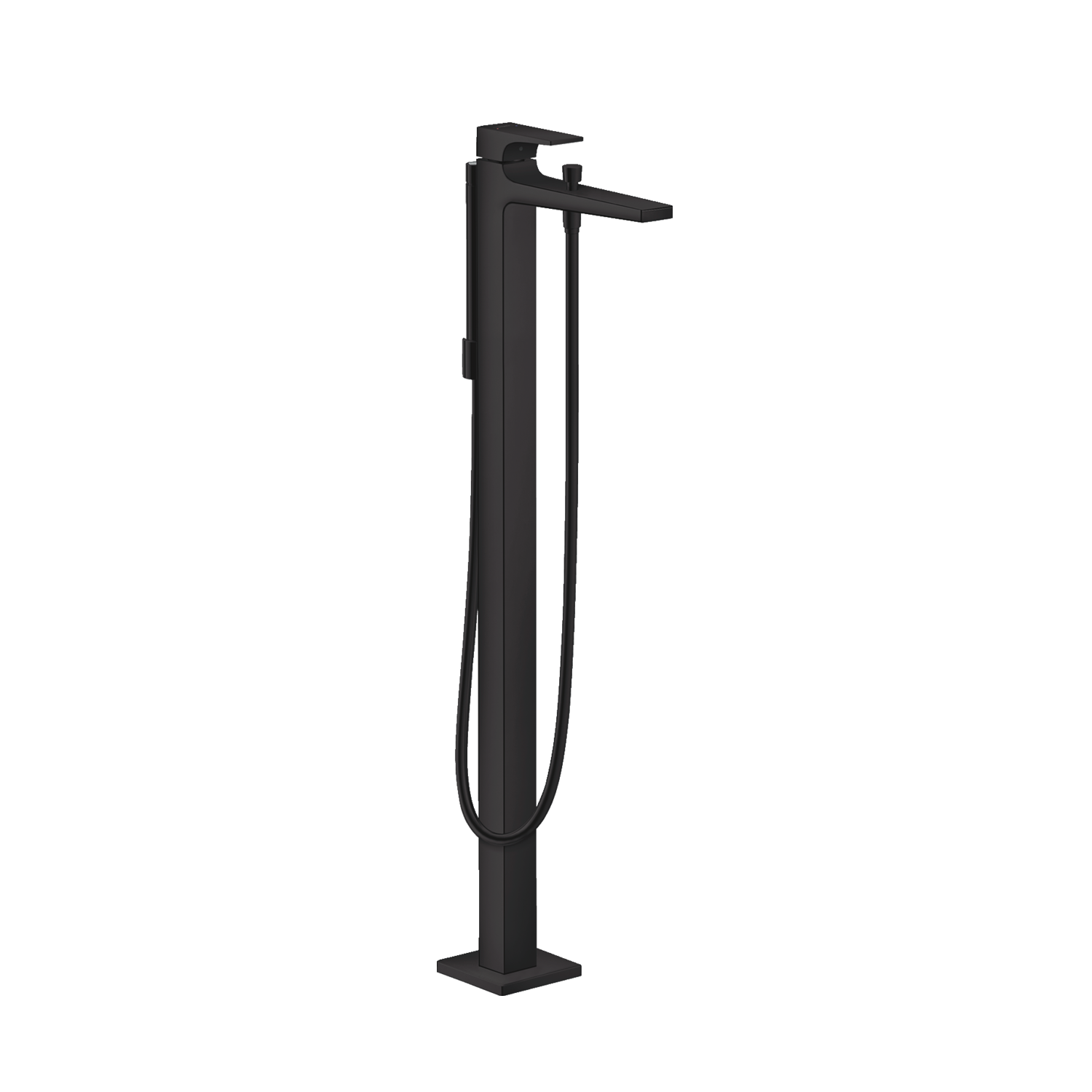 Hansgrohe Metropol Matt Black baterija (slavina) za kadu podna sa ručnim tušem, držačem ručnog tuša i crevom 32532670
