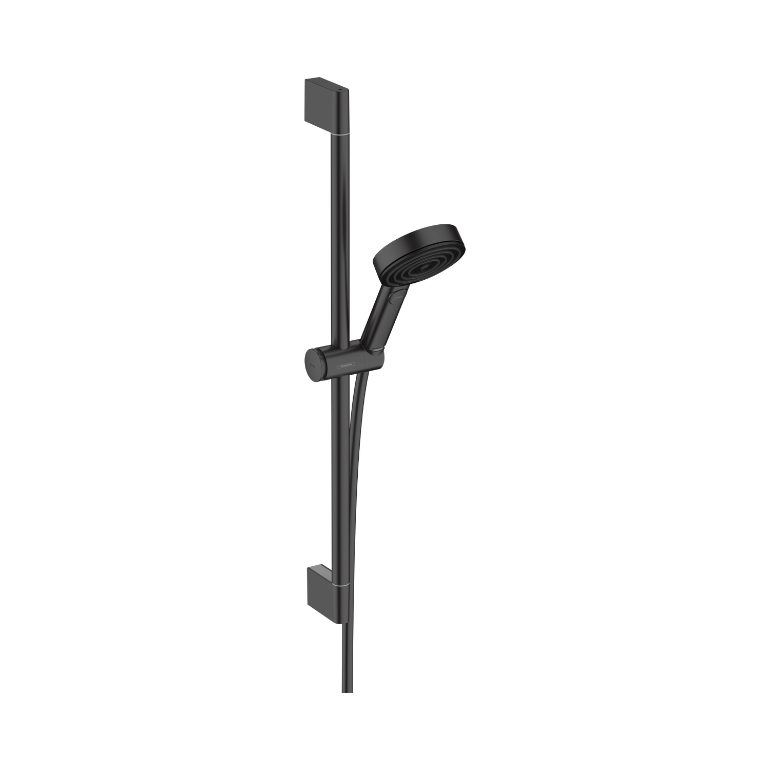 Hansgrohe Pulsify Select S 65 Matt Black tuš set: ručni tuš sa 3 mlaza, Isiflex 1600 crevo za tuš i usponska šipka sa kliznim držačem 24161670