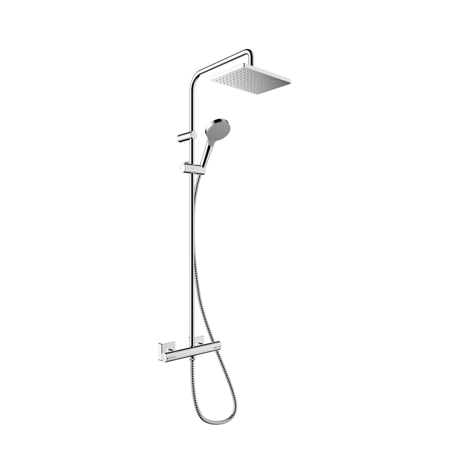 Hansgrohe Vernis Shape 230 Chrome ručni tuš sa termostatskom baterijom, usponska šipka sa kliznim držačem, crevo Metaflex C' 160 i nadglavni tuš četvrtasti 26286000