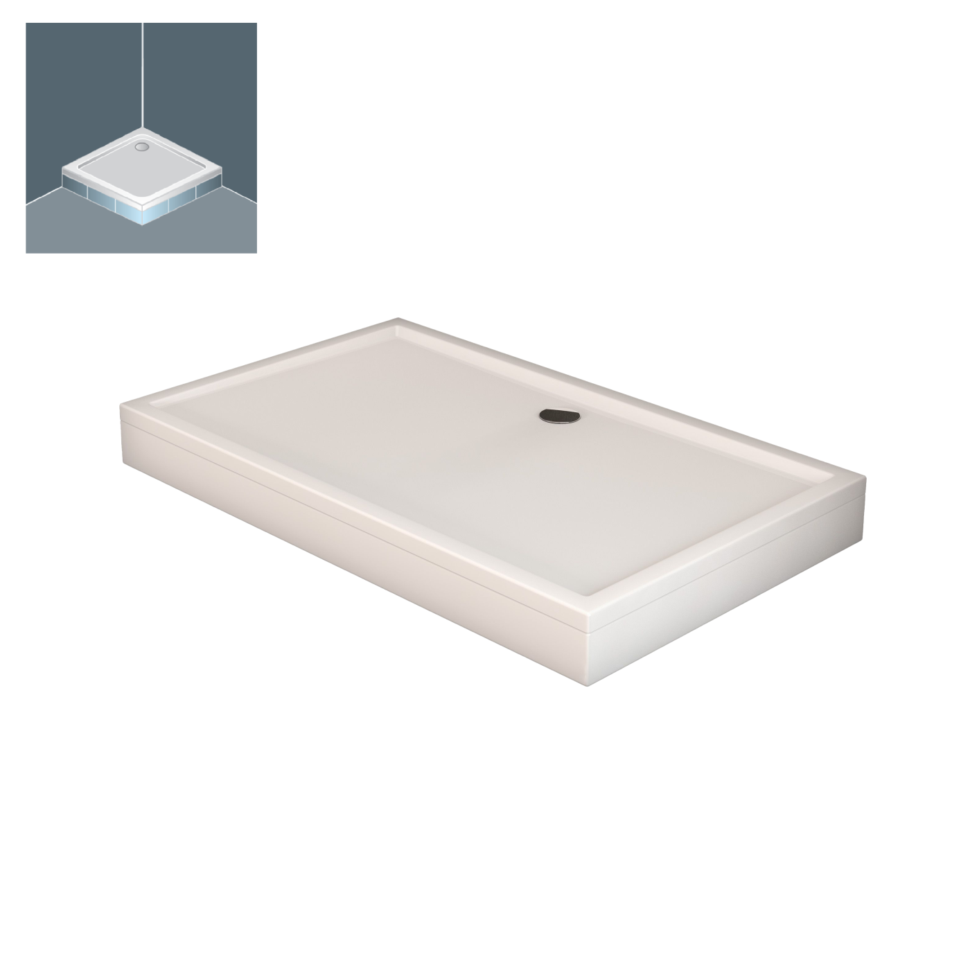 Kolpa San Flamenco White 70x120 tuš kada četvrtasta ugradna od sanitarnog akrila sa odlivom Ø90mm 571090