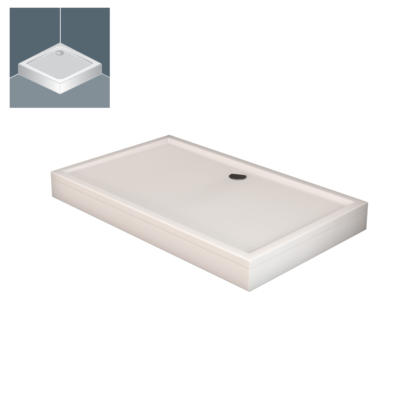 Kolpa San Flamenco White 80x120x15.5 tuš kada četvrtasta ugradna od sanitarnog akrila sa oblogom i postoljem sa odlivom Ø90mm 919720