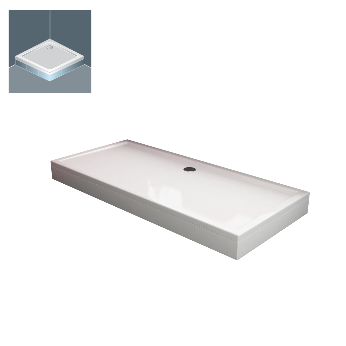 Kolpa San Flamenco White 90x140X4 tuš kada četvrtasta ugradna od sanitarnog akrila sa odlivom Ø90mm 533860