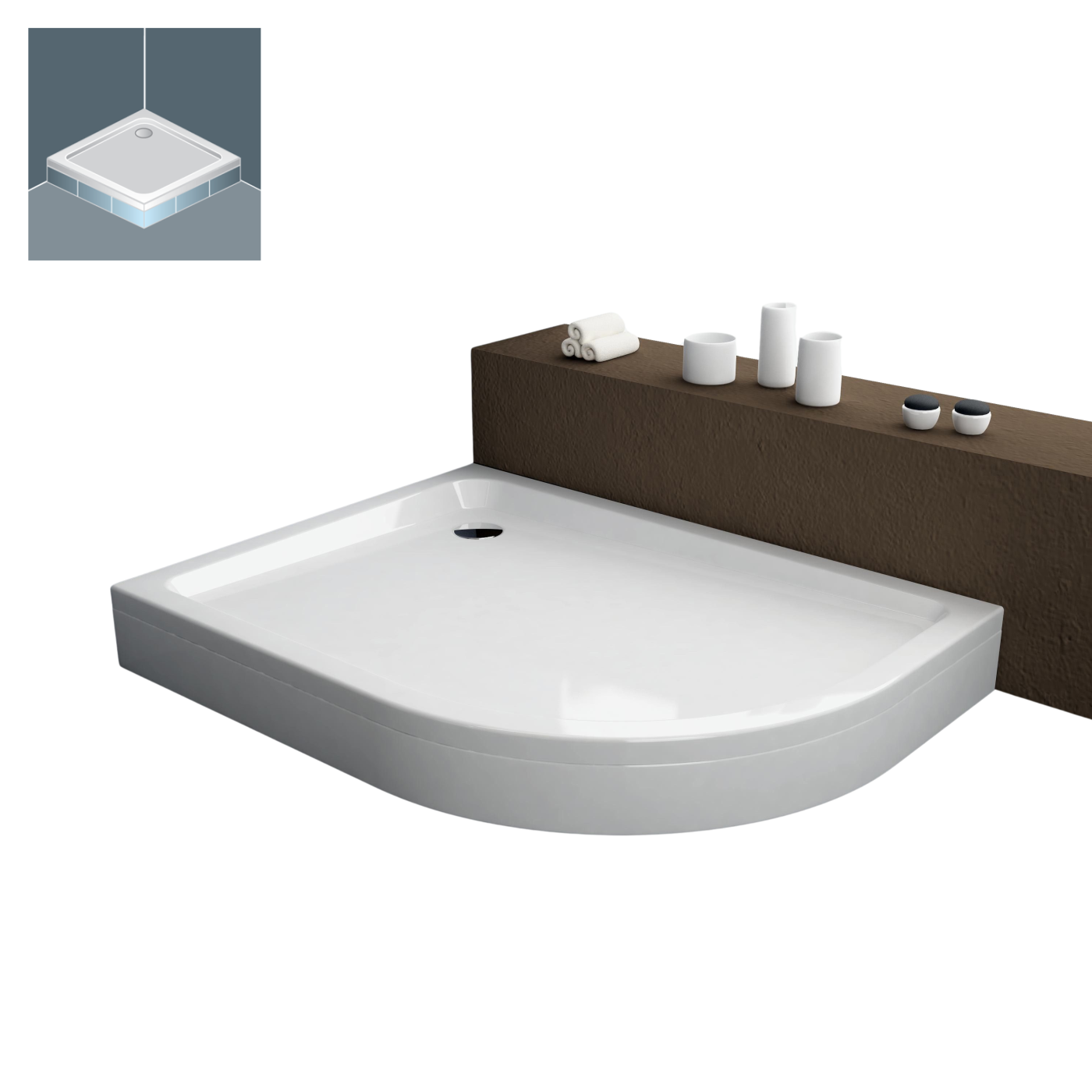 Kolpa San Malur D White 90x120 R550 tuš kada desna polukružna ugradna od sanitarnog akrila 766250