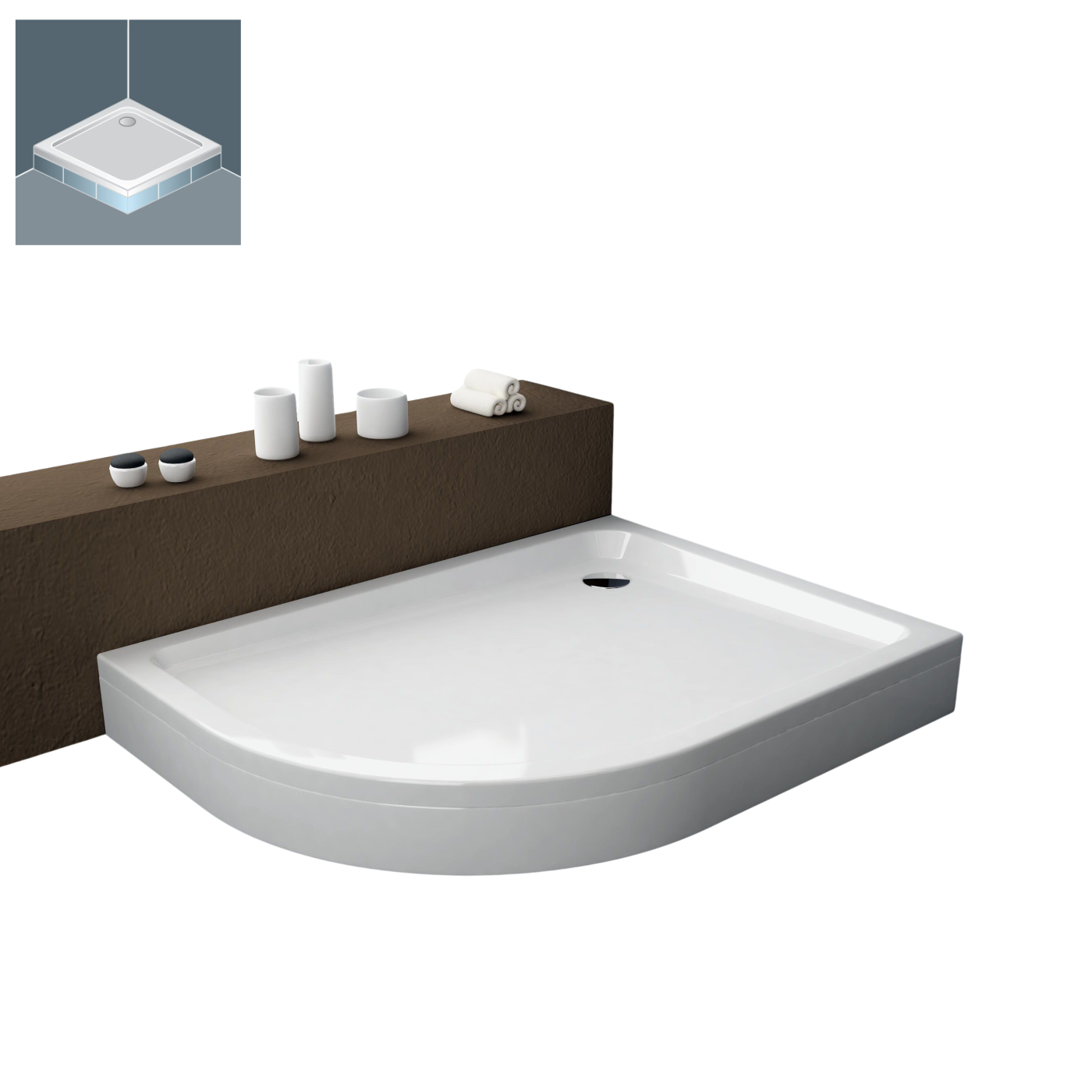Kolpa San Malur L White 80x100 R550 tuš kada leva polukružna ugradna od sanitarnog akrila 793160