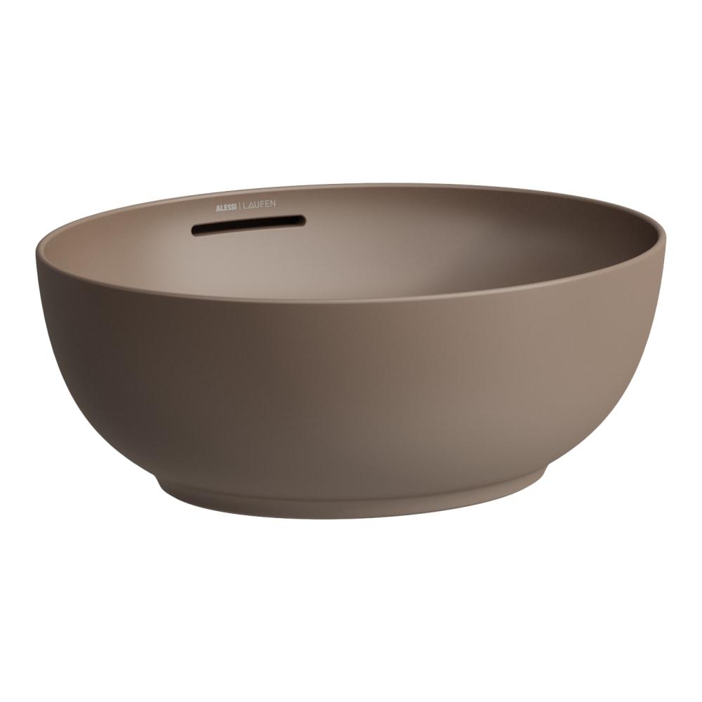 Laufen Il Bagno Alessi Caffè Matt umivaonik (lavabo) 45x40x17 nadgradni, ovalnog oblika sa prelivom i odlivnim ventilom sifona push-open  sa Saphireramik poklopcem 8.1897.6.188.109.1