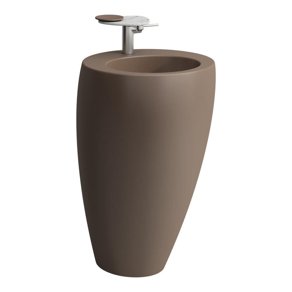 Laufen Il Bagno Alessi Caffè Matt umivaonik (lavabo) 52x53x85 samostojeci, okruglog oblika sa odlivnim ventilom sifona 8.1197.1.188.109.1