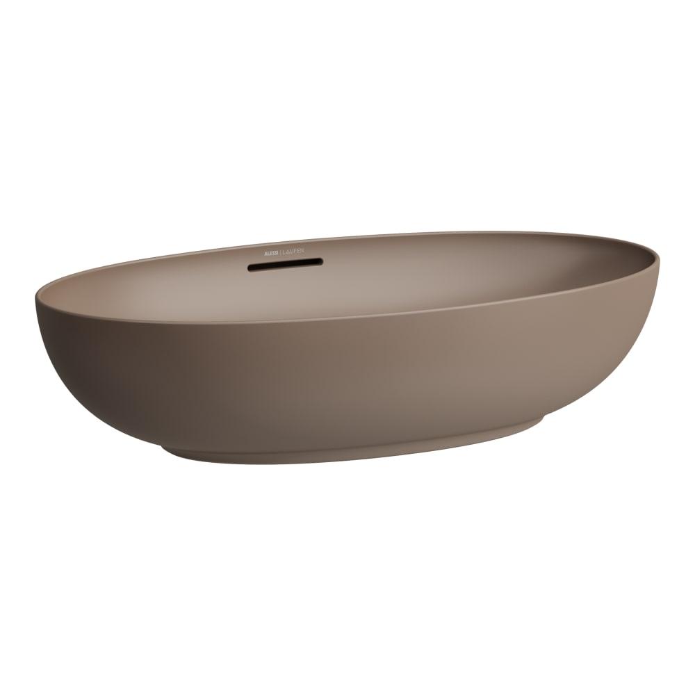 Laufen Il Bagno Alessi Caffè Matt umivaonik (lavabo) 70x40x17 nadgradni, ovalnog oblika sa prelivom i odlivnim ventilom sifona push-open sa Saphireramik poklopcem 8.1897.8.188.109.1