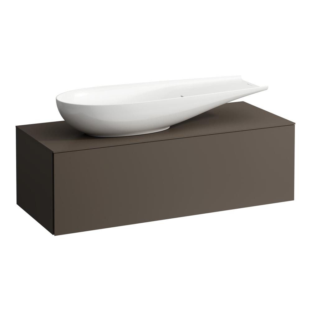 Laufen Il Bagno Alessi Dark Brown konzolni ormar za umivaonik 120x50x37 sa fiokom, integrisanom ručkom sa leve i desne strane sifonskim izrezom na levoj strani i mehanizmom za meko zatvaranje 4.3032.2.097.429.1