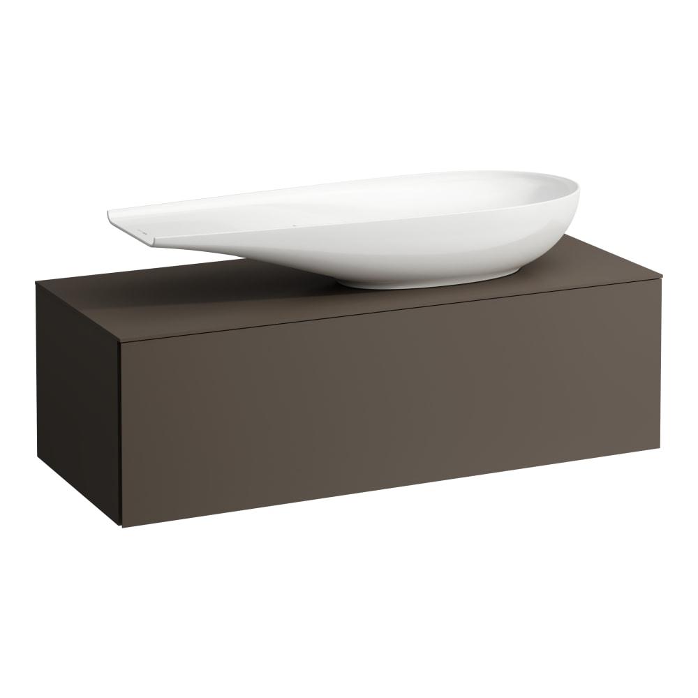 Laufen Il Bagno Alessi Dark Brown konzolni ormar za umivaonik 120x50x37 sa fiokom, integrisanom ručkom sa leve i desne strane sifonskim izrezom na desnoj strani i mehanizmom za meko zatvaranje 4.3032.3.097.429.1