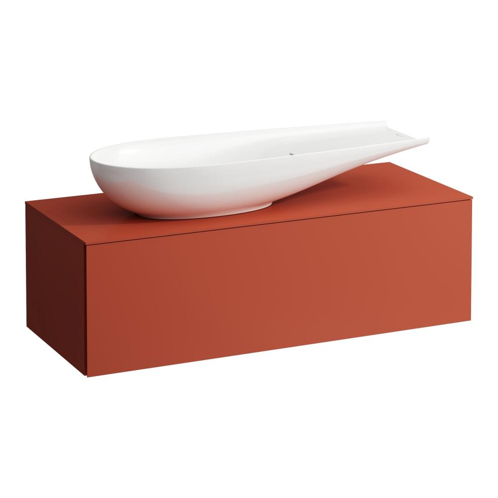 Laufen Il Bagno Alessi Terracotta konzolni ormar za umivaonik 120x50x37 sa fiokom, integrisanom ručkom sa leve i desne strane sifonskim izrezom na levoj strani i mehanizmom za meko zatvaranje 4.3032.2.097.269.1