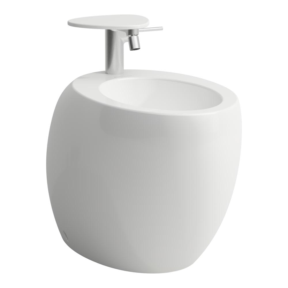 Laufen Il Bagno Alessi White LCC bide 39x58,5x41,5 sa skrivenim prelivom centralnim izrezom za slavinu dve bočne rupe za priključak za vodu i keramičkim poklopcem ventila 8.3297.1.400.304.1