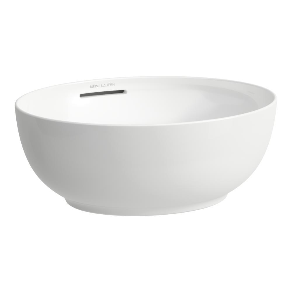 Laufen Il Bagno Alessi White LCC umivaonik (lavabo) 45x40x17 nadgradni, ovalnog oblika sa prelivom i odlivnim ventilom sifona push-open  sa Saphireramik poklopcem 8.1897.6.400.109.1