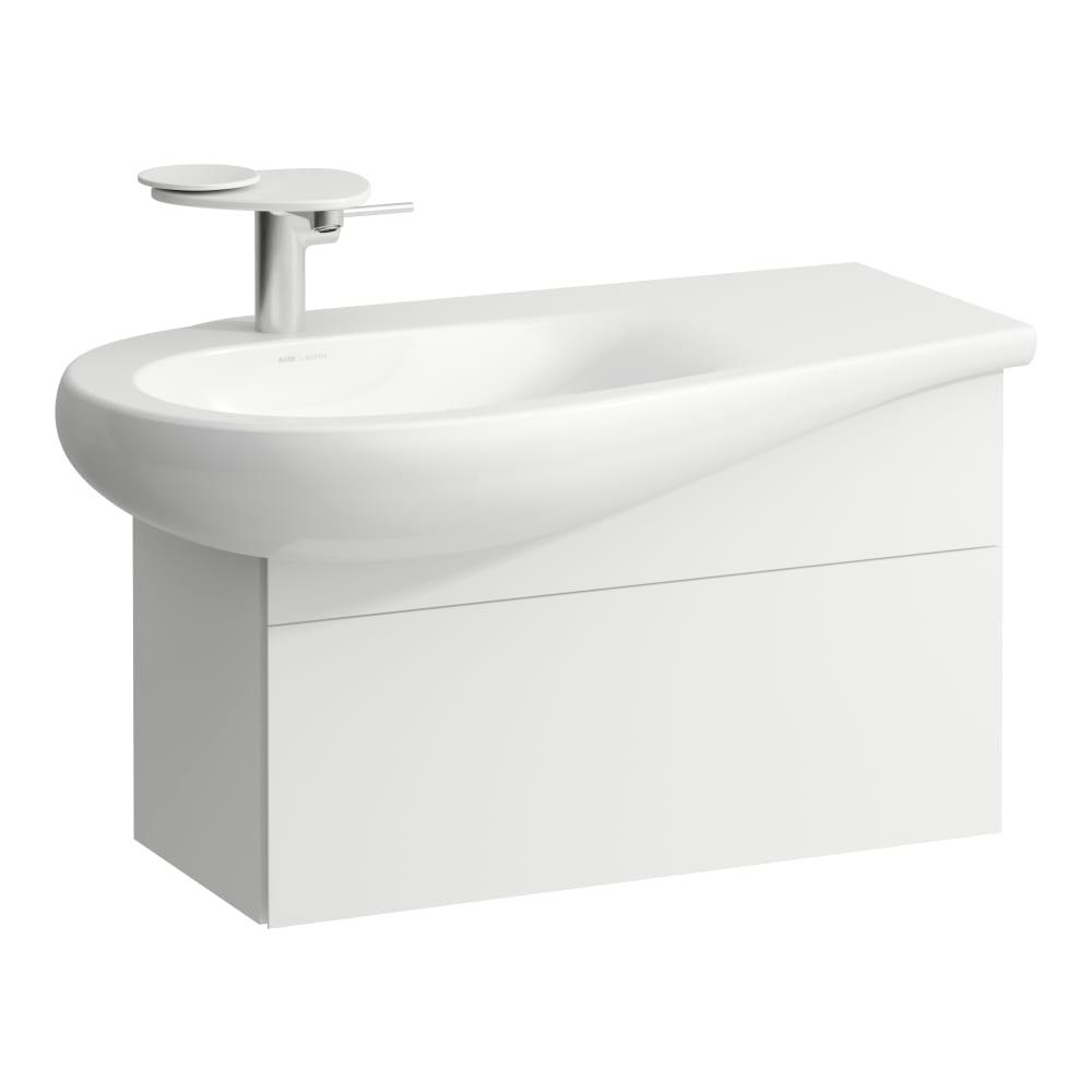 Laufen Il Bagno Alessi White Matt konzolni ormar za umivaonik 73,2x32,1x44,2 sa fiokom, integrisanom ručkom na levoj i desnoj strani jednom fiokom sa mehanizmom za meko zatvaranje i sifonskim izrezom na levoj strani 4.3040.1.097.260.1