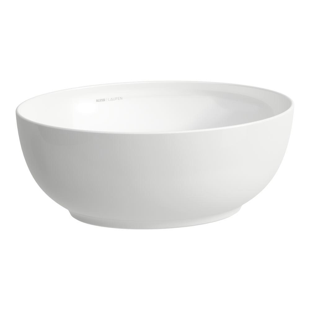 Laufen Il Bagno Alessi White Matt umivaonik (lavabo) 45x38x17 nadgradni, ovalnog oblika sa keramickim odvodnim ventilom sifona 8.1897.5.757.112.1