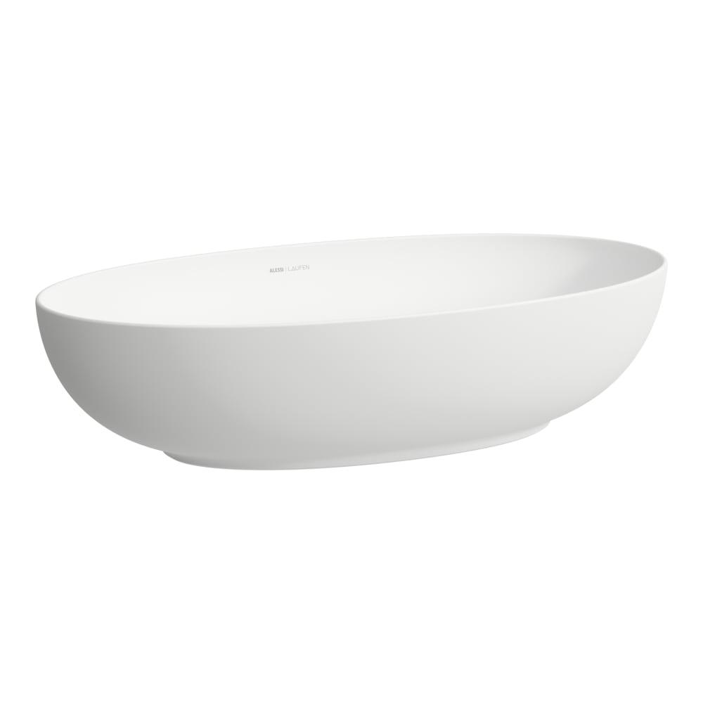 Laufen Il Bagno Alessi White Matt umivaonik (lavabo) 70x38x17 nadgradni, ovalnog oblika sa keramickim odvodnim ventilom sifona i Saphireramik poklopcem 8.1897.7.757.112.1