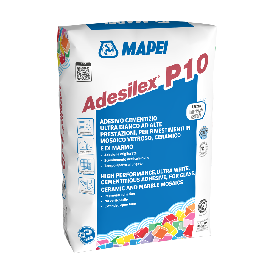 Mapei Adesilex P10 25kg lepak za mozaik beli cementni bez klizanja sa produženim otvorenim vremenom C2TE (2-5kg/m<sup>2</sup>)