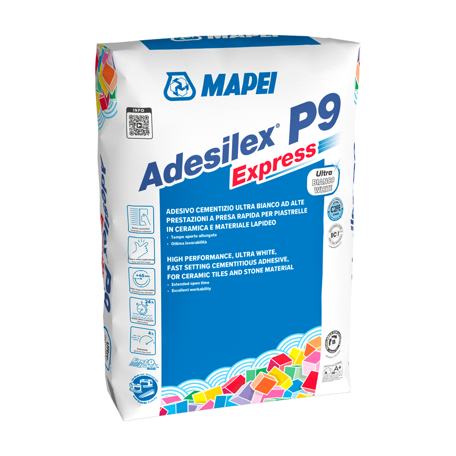Mapei Adesilex P9 Express 25kg lepak za pločice brzo vezujući sa produženim otvorenim vremenom otporan na klizanje sivi C2FT (2-5kg/m<sup>2</sup>)