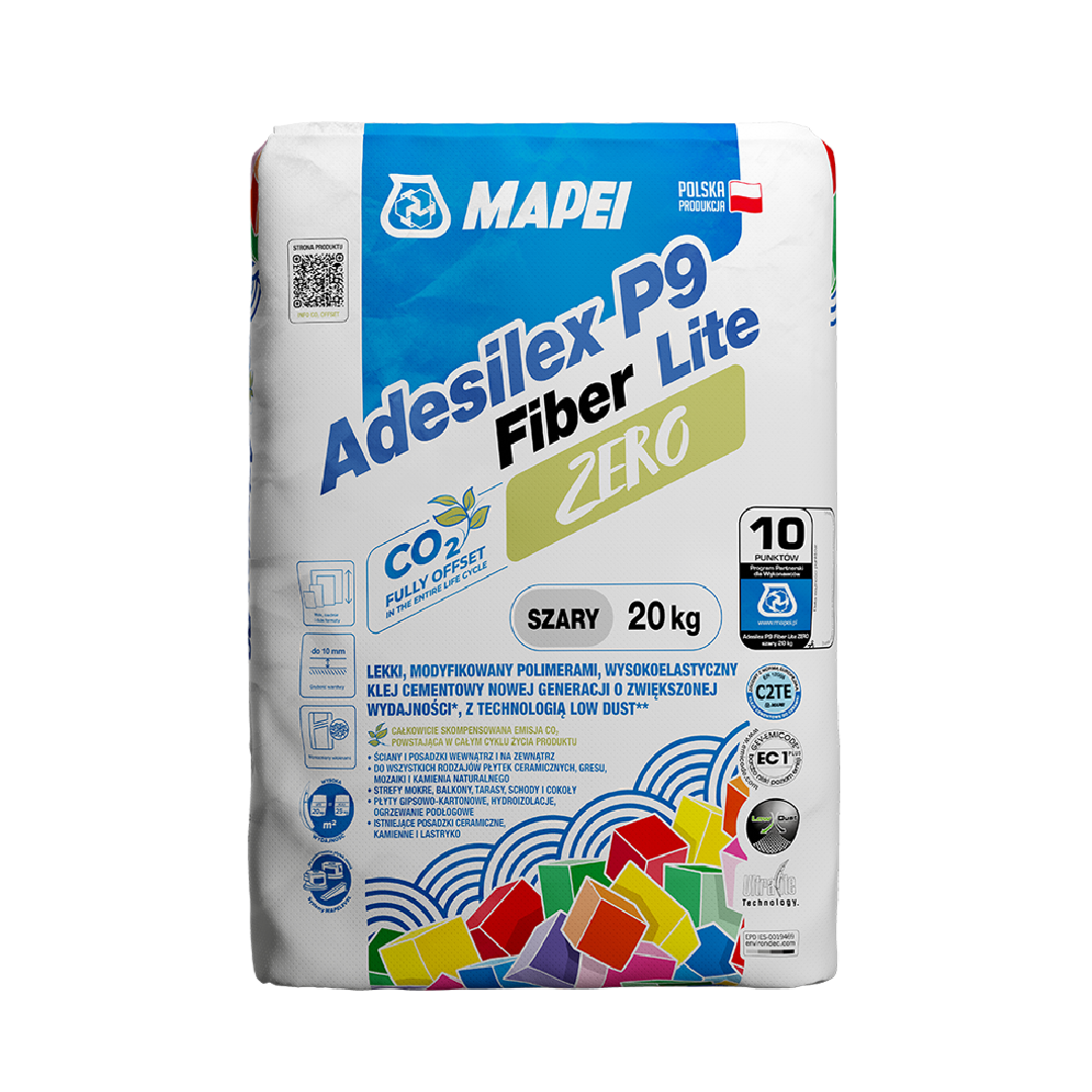 Mapei Adesilex P9 Fiber Lite Zero 20kg lepak za pločice lagani fleksibilni mikroarmirani otporan na klizanje sa produženim otvorenim vremenom sivi C2TE (1,6-4kg/m<sup>2</sup>)