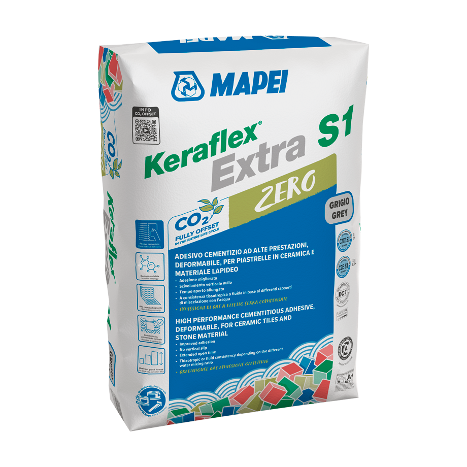 Mapei Keraflex Extra S1 Zero 25kg lepak za pločice deformabilni sa promenljivom reologijom otporan na klizanje sa produženim otvorenim vremenom sivi C2TES1 (1,2kg/m<sup>2</sup>/mm)