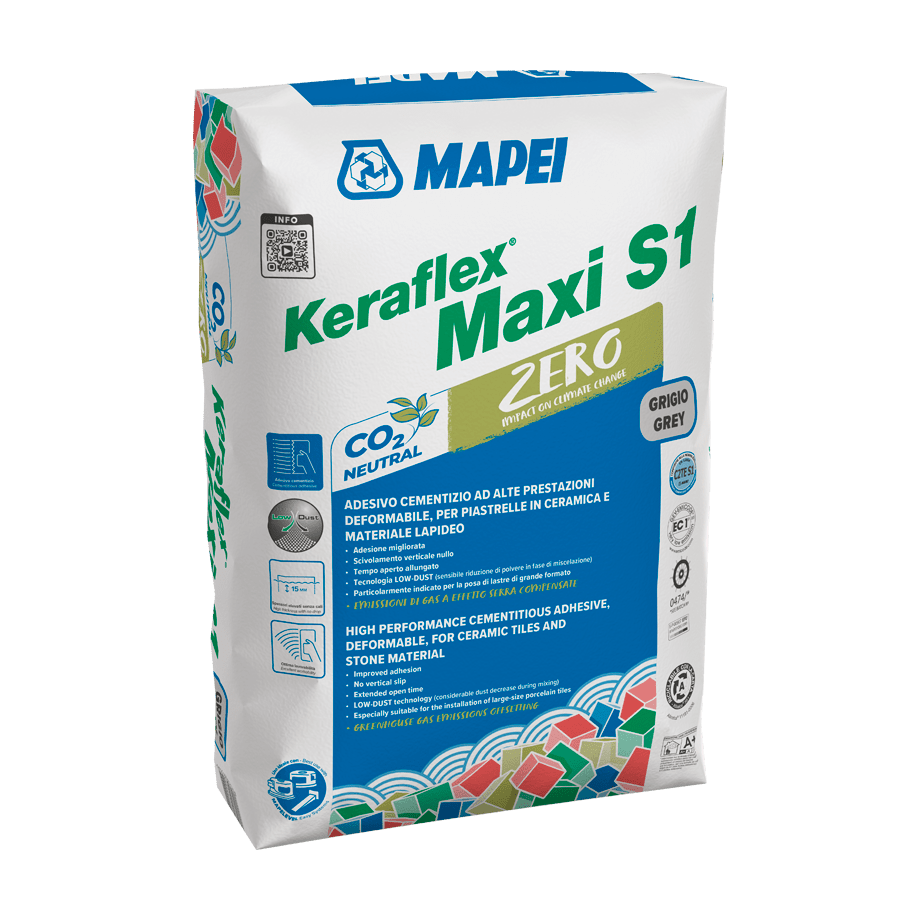 Mapei Keraflex Maxi S1 Zero 23kg lepak za pločice fleksibilni deformabilni otporan na klizanje sa produženim otvorenim vremenom beli C2TES1 (1,2kg/m<sup>2</sup>/mm)